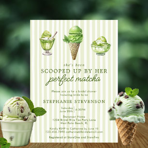 Scooped Up Door Haar Perfecte Matcha Bruidsuitnodi Kaart
