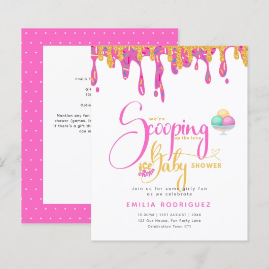 Scooping Up Love Ijsje Meisje Baby Shower (Voorkant / Achterkant)