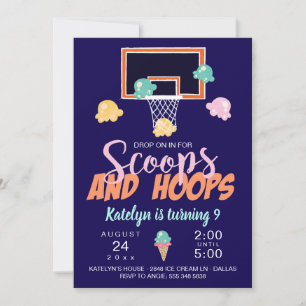 Scoops and Hoops Meisjes Basketbal Uitnodiging