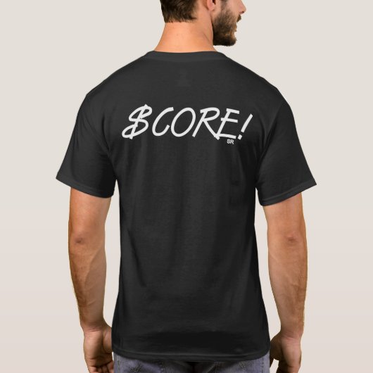 Scoor witte mannen zwarte T-shirt achterkant (Achterkant)
