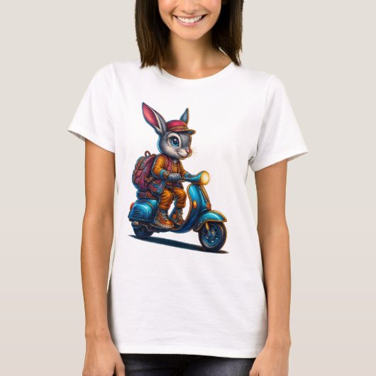 Scooter Bunny Retro T-Shirt (Devant)