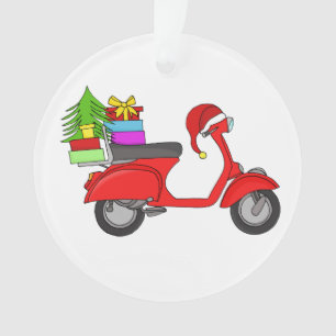 Scooter de Noël dessiné à la main avec cadeaux