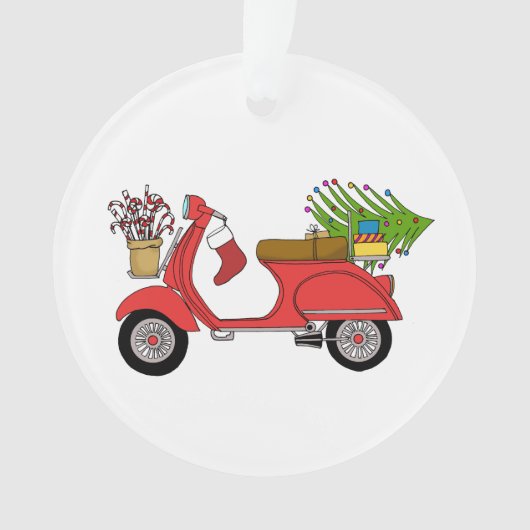 Scooter de Noël dessiné à la main avec cadeaux (devant)