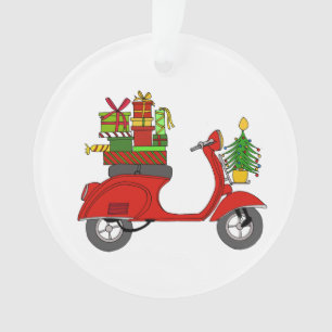 Scooter de Noël dessiné à la main avec cadeaux