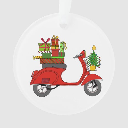 Scooter de Noël dessiné à la main avec cadeaux (devant)