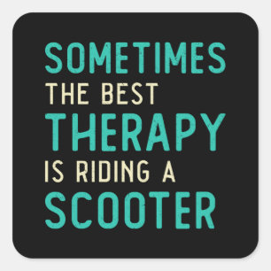 Scooter Driver Beste Therapie Stunt Retro  Vierkante Sticker