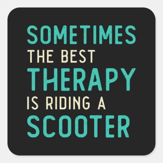 Scooter Driver Beste Therapie Stunt Retro Vierkante Sticker (Voorkant)