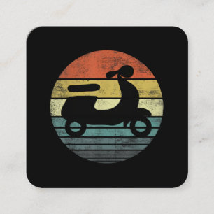 Scooter driver geeft Funny Retro Classic Motorbike Vierkante Visitekaartje