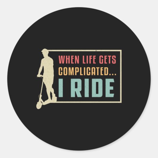 Scooter Driver I Ride Escooter Stunt Retro  Ronde Sticker (Voorkant)
