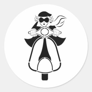 Scooter Girl Ronde Sticker
