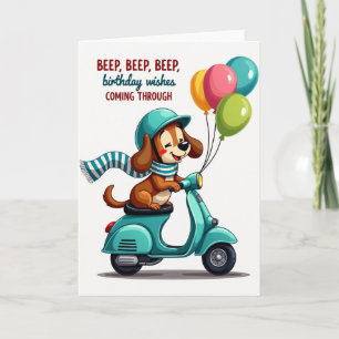 Scooter Hond Verjaardagskaart Kaart