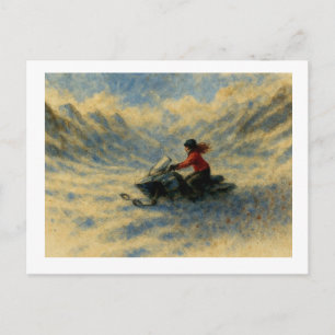 Scooter in de bergen, briefkaart