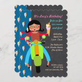 Scooter italien fille Anniversaire Fête invitation (Devant / Derrière)