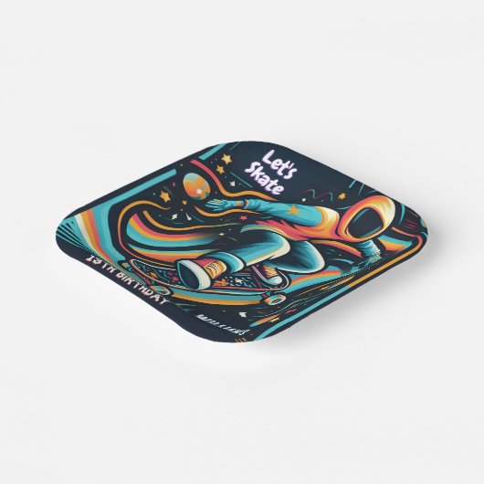 Scooter Jump Zone Skateboarden 13e verjaardag Papieren Bordje (Gebogen)