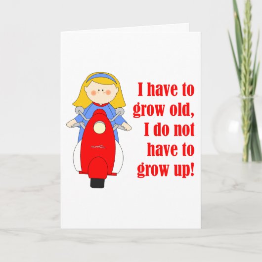 Scooter meisje verjaardag kaart (Voorkant)