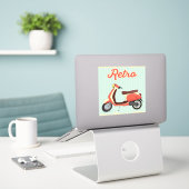 Scooter-ontwerp Retro Sticker (Laptop op bureau)
