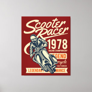 Scooter Racer Retro Stijl Canvas Afdruk