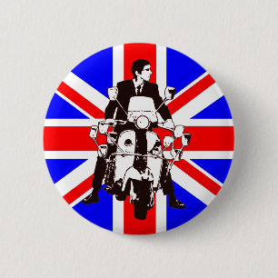 Scooter Rider met achtergrond van Uniefouanwel Ronde Button 5,7 Cm
