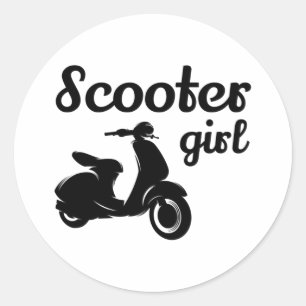 Scooter Rider Scootering Motorbike Moped Bike Ronde Sticker
