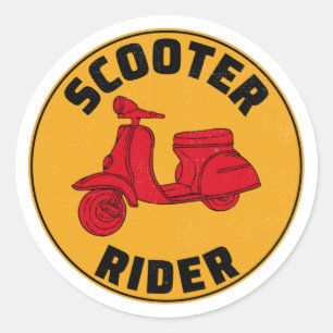 Scooter Rider Scootering Motorbike Moped Bike Ronde Sticker