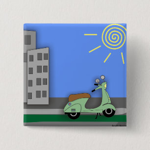 Scooter-scape Badge Vierkante Button 5,1 Cm