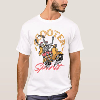 Scooter Spirit – Retro Skeleton Rijder Design T-shirt