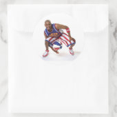 Scooter tussen de benen ronde sticker (Tas)