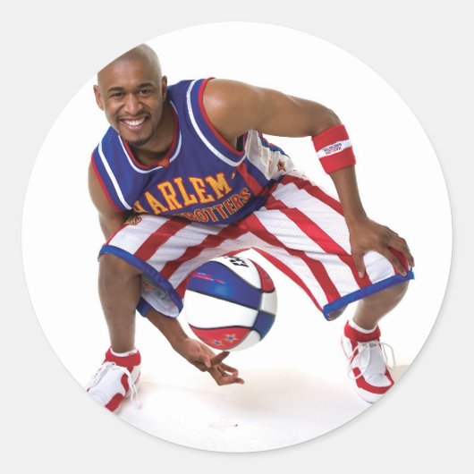 Scooter tussen de benen ronde sticker (Voorkant)