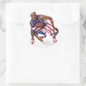 Scooter tussen de benen ronde sticker (Tas)