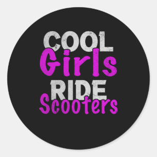 scooter van de scooter van de meisjes ronde sticker
