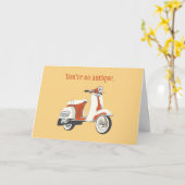 Scooter Verjaardag Kaart (Gele Bloem)