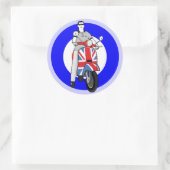 Scooterboy op uj scooter ronde sticker (Tas)