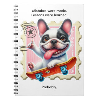 Scooterhond op een stempelnotitieboek notitieboek