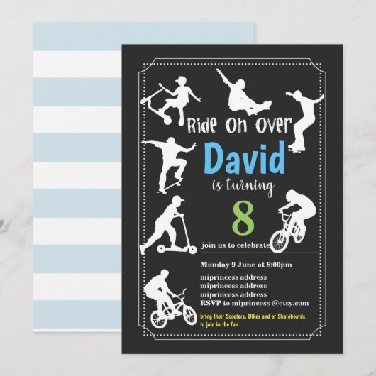 Scooters, fietsen en/of skateboards, die over kaart (Voorkant / Achterkant)