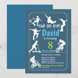 Scooters, fietsen en/of skateboards, die over kaart