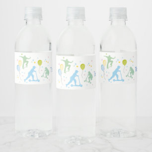 Scooters, fietsen, Skateboards, rijden over Waterfles Etiket