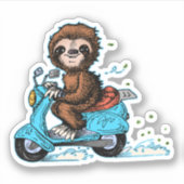 Scootin' luiaard bromfiets sticker (Voorkant)
