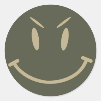 Scope Pet Sticker, Evil Face, Stijl 2 Ronde Sticker