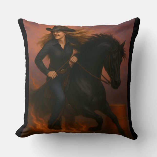 Scorching Fast Barrel Racing Team Throw Pillow Kussen (Voorkant)
