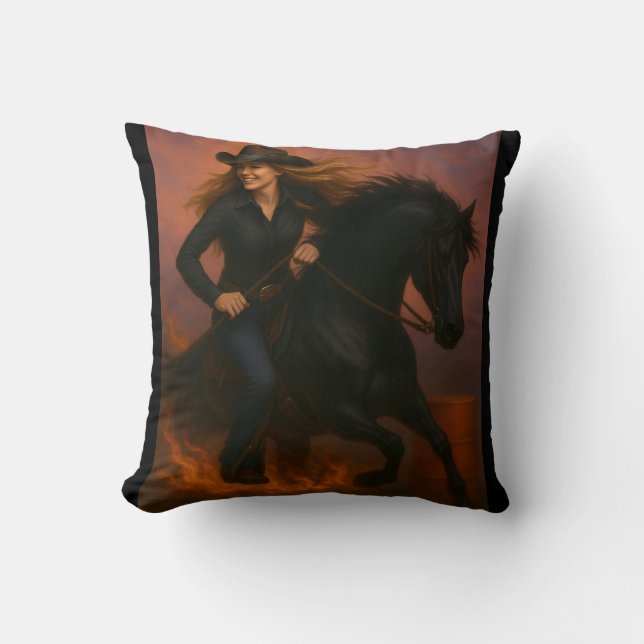 Scorching Fast Barrel Racing Team Throw Pillow Kussen (Voorkant)