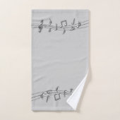 Score noir et blanc gris de notes musicales (Serviette à main)