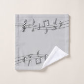 Score noir et blanc gris de notes musicales (Gant de toilette)