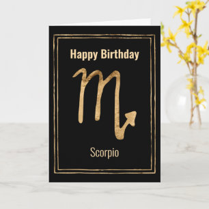 Scorpio astrology Gold zodiac Happy Birthday Kaart