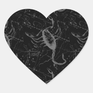 Scorpio Constellation Hevelius 1690 zwart Hart Sticker