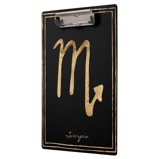 Scorpio hammered goud gestileerde astrologiesymboo klembord (Links)