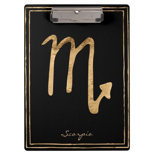 Scorpio hammered goud gestileerde astrologiesymboo klembord (Voorkant)