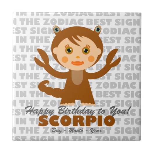 Scorpio Happy Birthday Tegeltje (Voorkant)
