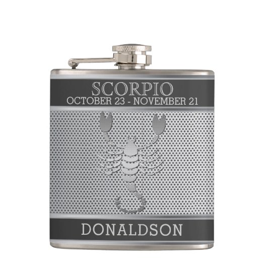 Scorpio ♏ in Black en Silver Mesh Heupfles (Voorkant)