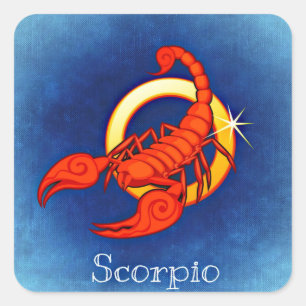 Scorpio in blauw vierkante sticker