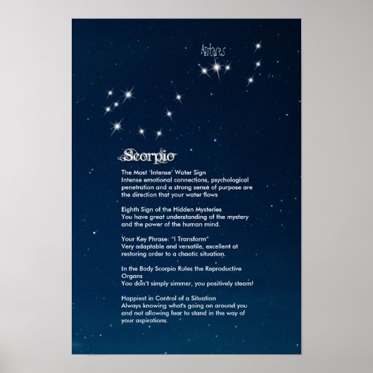 Scorpio Kenmerken Poster (Voorkant)